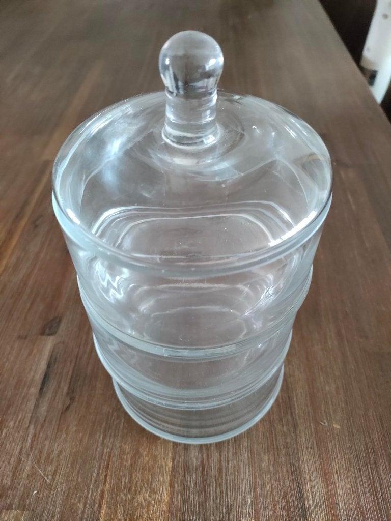 Stapelbare glazen etagère / voorraadpotten (3 delen), Glas, Demontabel, Nieuw, Ophalen of Verzenden