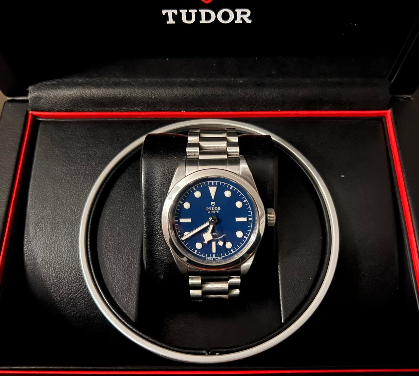 Tudor Black Bay 36mm Blauw - ‘Smiley face’, Overige merken, Staal, Staal, Polshorloge