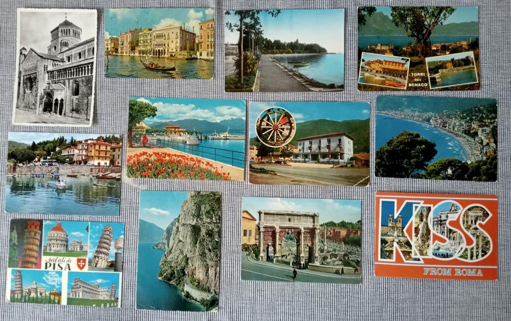 12 nostalgische ansichtkaarten uit Italië, Ophalen of Verzenden, 1960 tot 1980, Gelopen, Italië