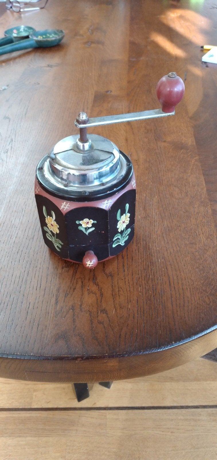 Vintage koffiemolen met  geschilderd bloemmotief, Ophalen of Verzenden