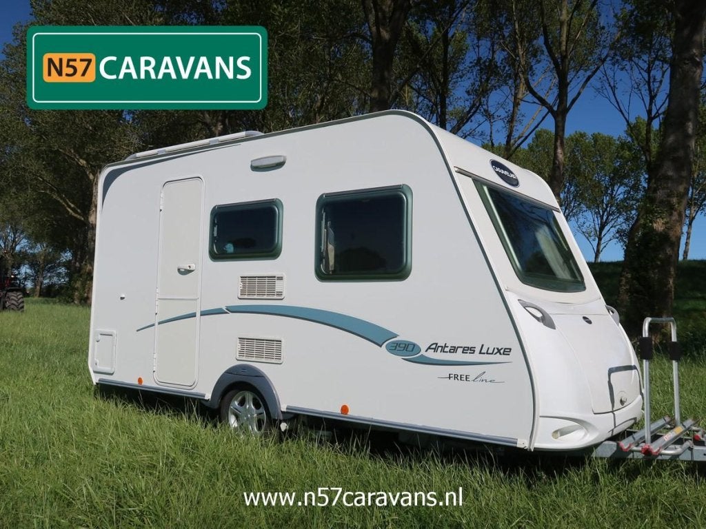 TOPSTAAT: Caravelair Antares Luxe 390 / voortent, Bedrijf, Treinzit, 750 - 1000 kg, Schokbreker