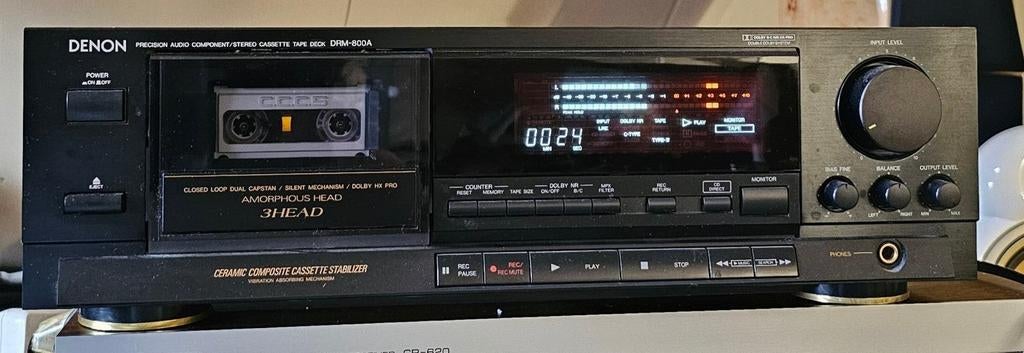 Denon Drm 800A Dolby BC HXPro 3 kops Dual capstan 3 motoren, Audio, Tv en Foto, Cassettedecks, Enkel, Denon, Tiptoetsen, Tape counter