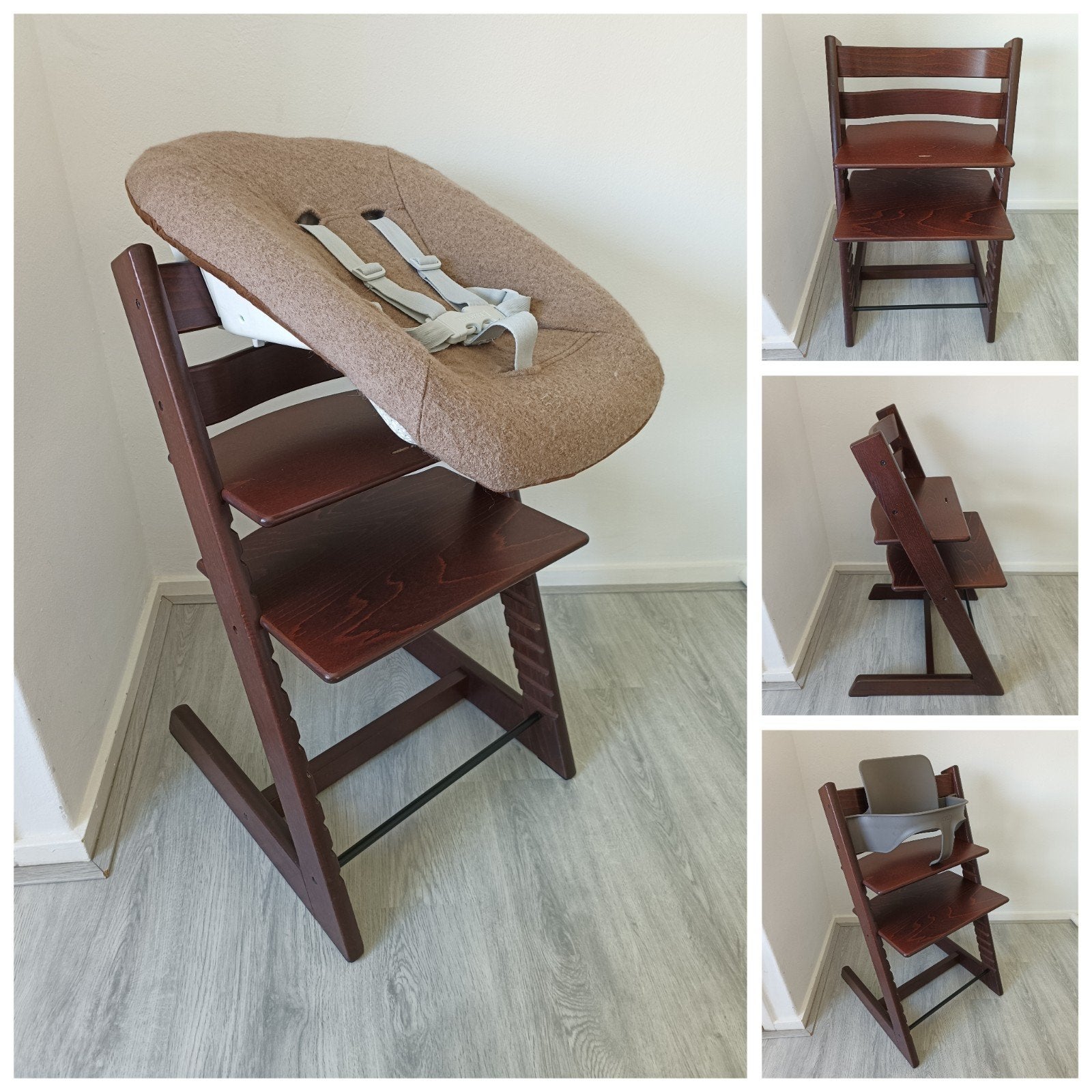 Stokke Tripp Trapp bruin+2 standen newbornset evt. babyset, Kinderen en Baby's, Kinderstoelen, Meegroeistoel, Ophalen of Verzenden