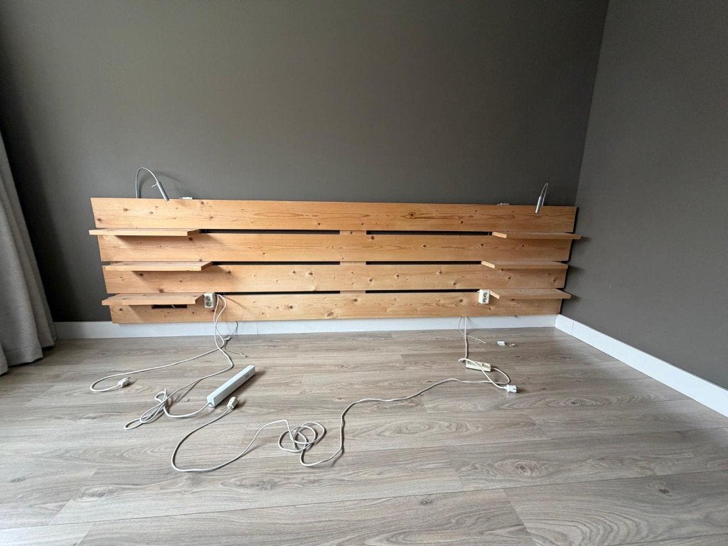 Hoofdbord van steigerhout, Ophalen, Overige kleuren, Steigerhout, Tweepersoons