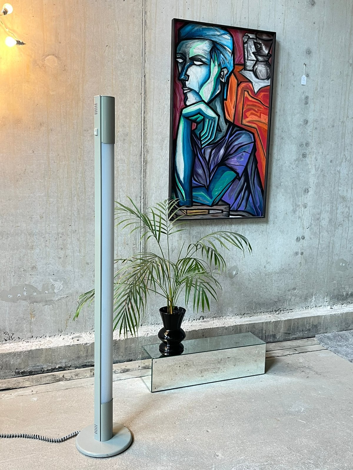 Postmoderne vloerlamp, jaren ‘80, tl-lamp, Memphis, Ophalen, Gebruikt, Postmodern, Memphis, jaren '80, Metaal