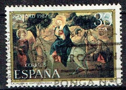 Spanje 1982 Kerstmis Schilderij Slagveld, Verzenden, Gestempeld, Overige thema's