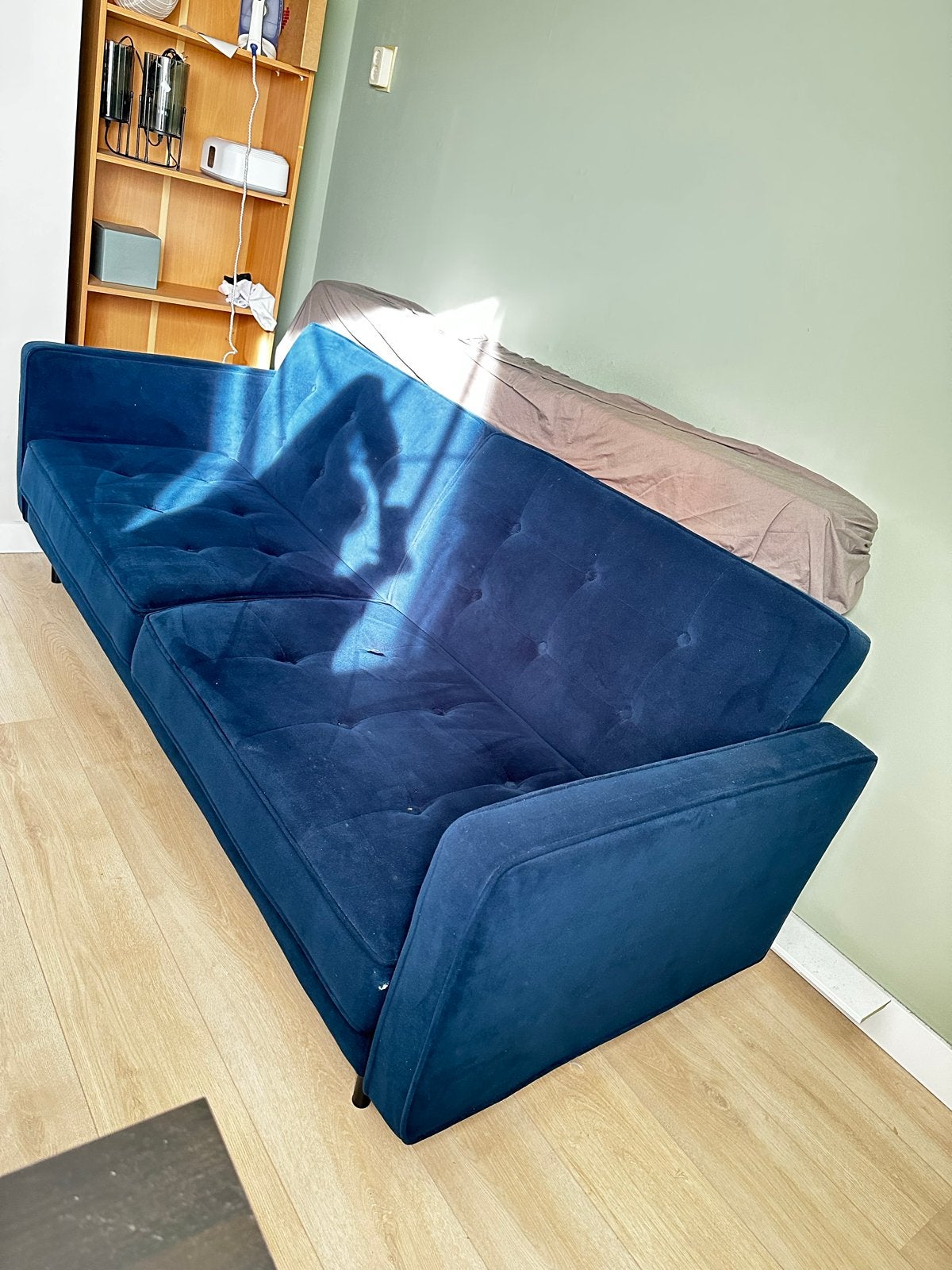 MADE com slaapbank met opbergruimte - donkerblauw, 215 cm, Huis en Inrichting, Ophalen, Gebruikt, Blauw, Tweepersoons