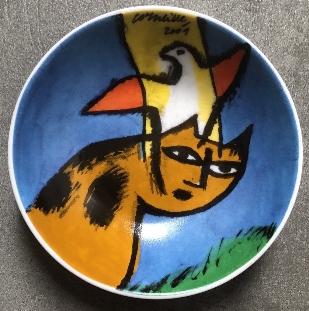 CORNEILLE - SCHAALTJE - VOGEL MET KAT, Ophalen of Verzenden