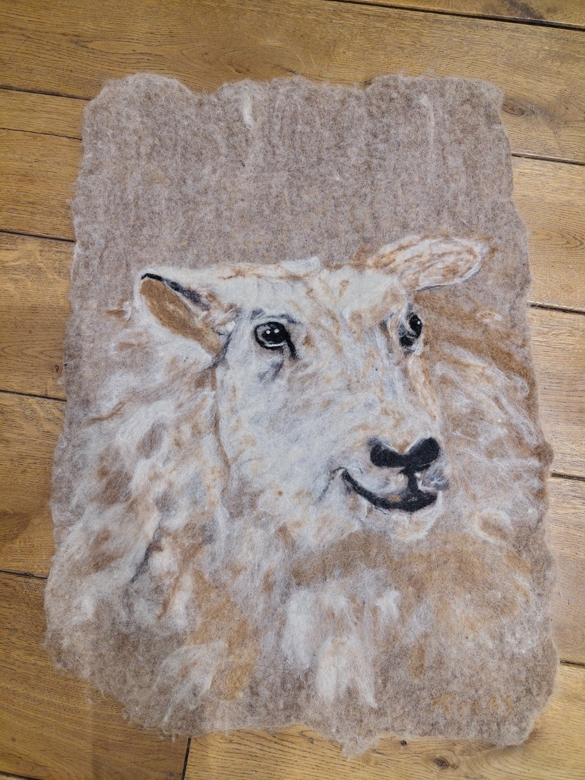 Vilten wand decoratie schaap, Huis en Inrichting, Woonaccessoires | Wanddecoraties, Wandkleed, Ophalen of Verzenden, Zo goed als nieuw