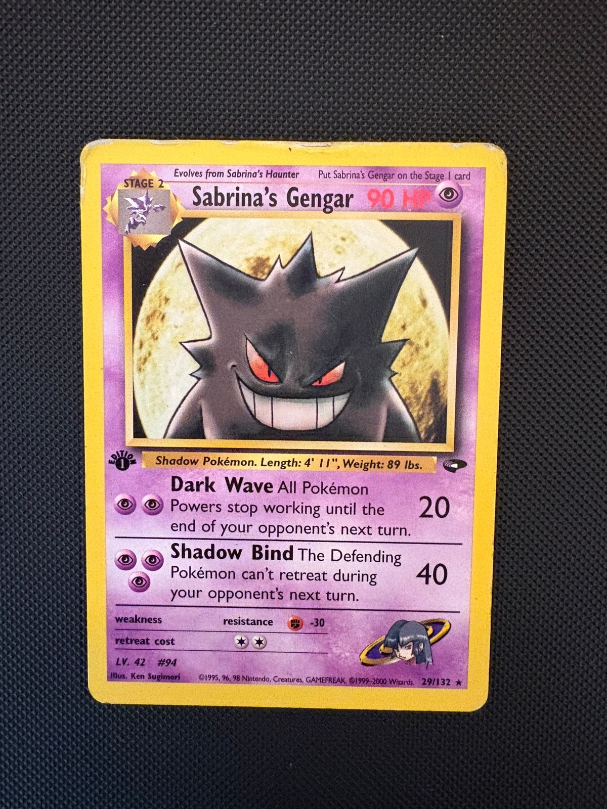 Sabrina’s Gengar 1st edition 29/132 pokemon Gym Challenge, Ophalen of Verzenden, Zo goed als nieuw