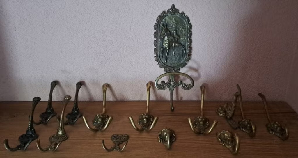 Antieke Koper Messing Kapstokhaken / Wanddecoratie, Ophalen of Verzenden