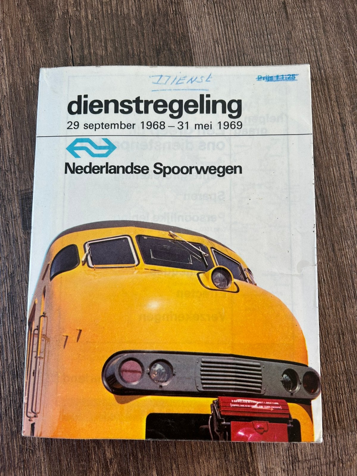 NS dienstregeling 29-09-1968 tot 31mei -1969., Verzamelen, Ophalen of Verzenden, Gebruikt, Trein