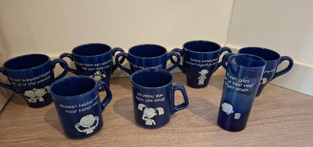 Blue band servies set, soepkommen mokken en glas, Huis en Inrichting, Keuken | Servies, Ophalen of Verzenden, Glas, Overige stijlen