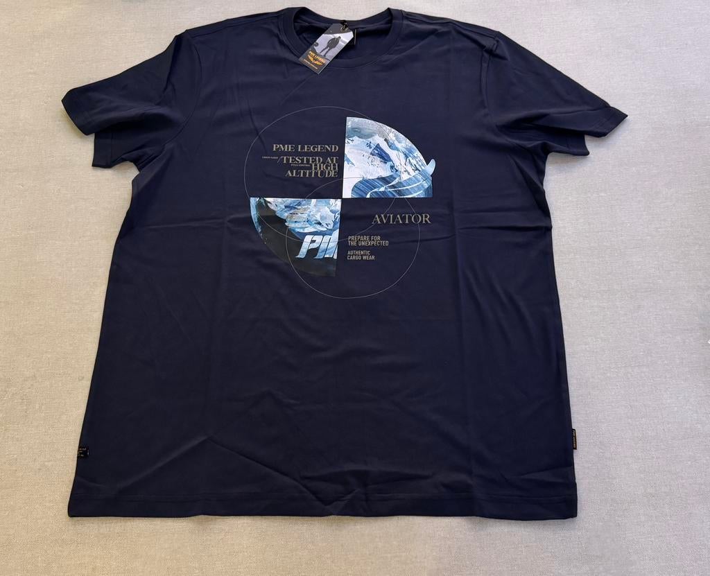 PME Legend T-shirt met Artwork L, Maat 52/54 (L), Blauw, ., Nieuw