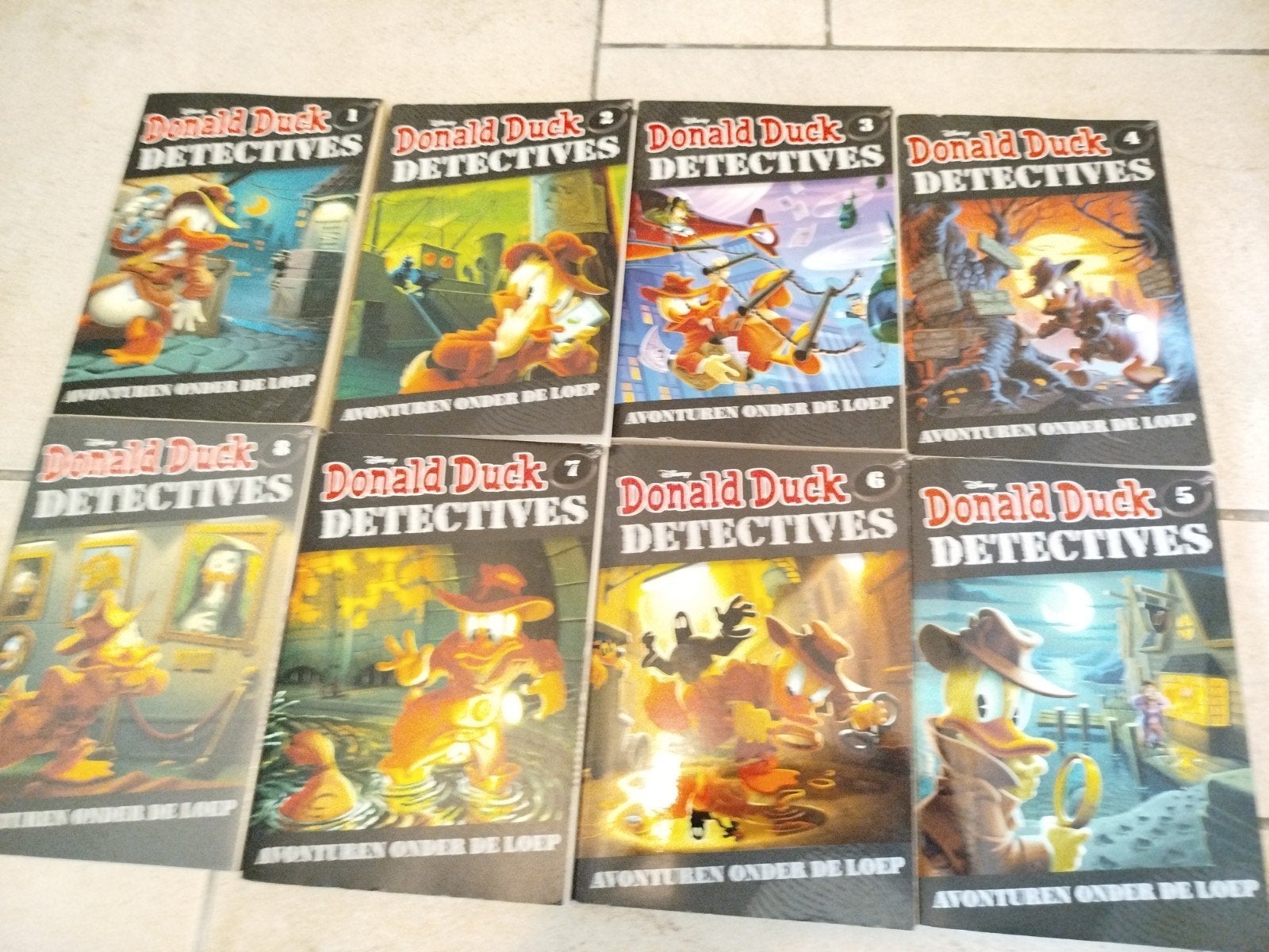 prachtige complete set Donald Duck pockets DETECTIVES 1 tm 8, Complete serie of reeks, Ophalen of Verzenden, Zo goed als nieuw