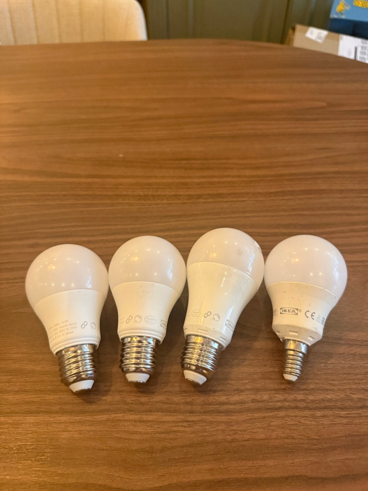 3 Smart lampen trådfri (E27) & 1 Normaal (E14), Ophalen, Gebruikt, Smart home compatibel, E14 (klein)