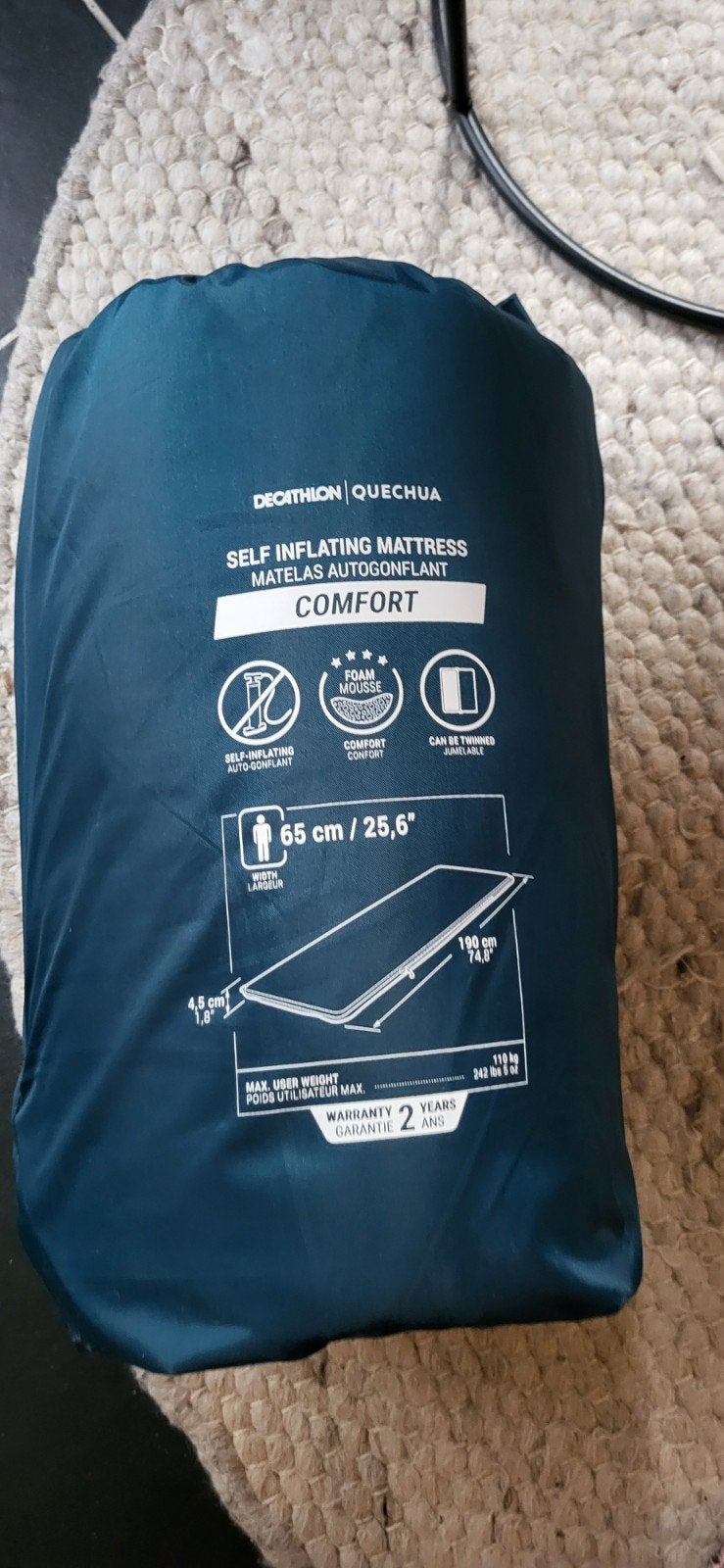 Decathlon Quechua Zelfopblazend Matras Comfort 1-persoons, Caravans en Kamperen, Ophalen, Zo goed als nieuw, 1-persoons