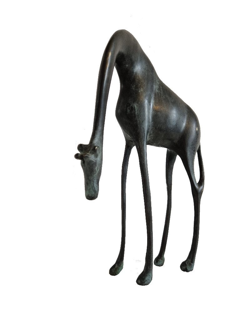 Schitterende vintage koperen gepatineerd giraffe beeld, Ophalen of Verzenden, Gebruikt, Metaal