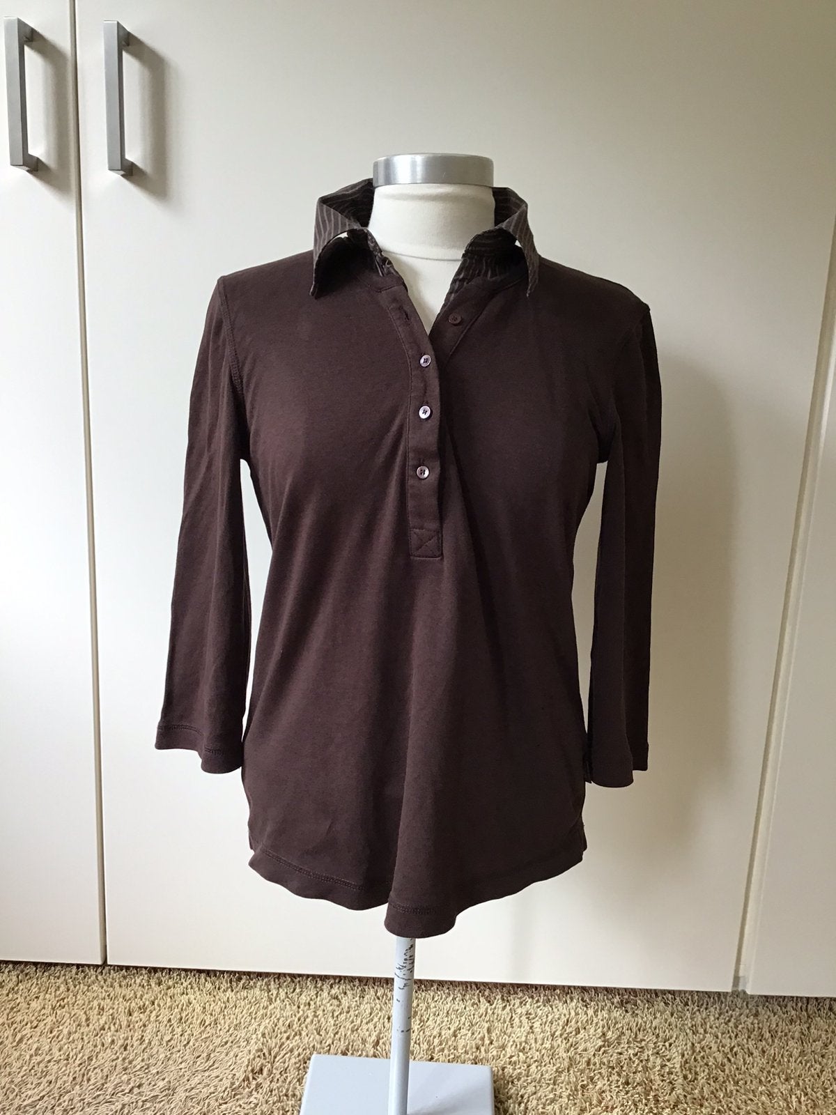Bruin shirt met driekwart mouw. Merk Cecil. Maat M. Gratis., Kleding | Dames, Blouses en Tunieken, Verzenden, Gedragen, Maat 38/40 (M)
