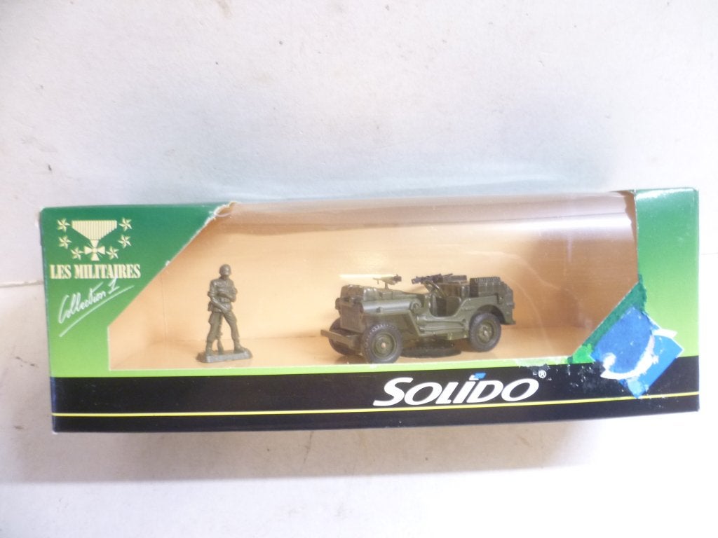 Solido 6049 Jeep US met figuurtje 1:43 militair modelauto., Ophalen of Verzenden, Landmacht, Amerika, Miniatuur of Beeldje