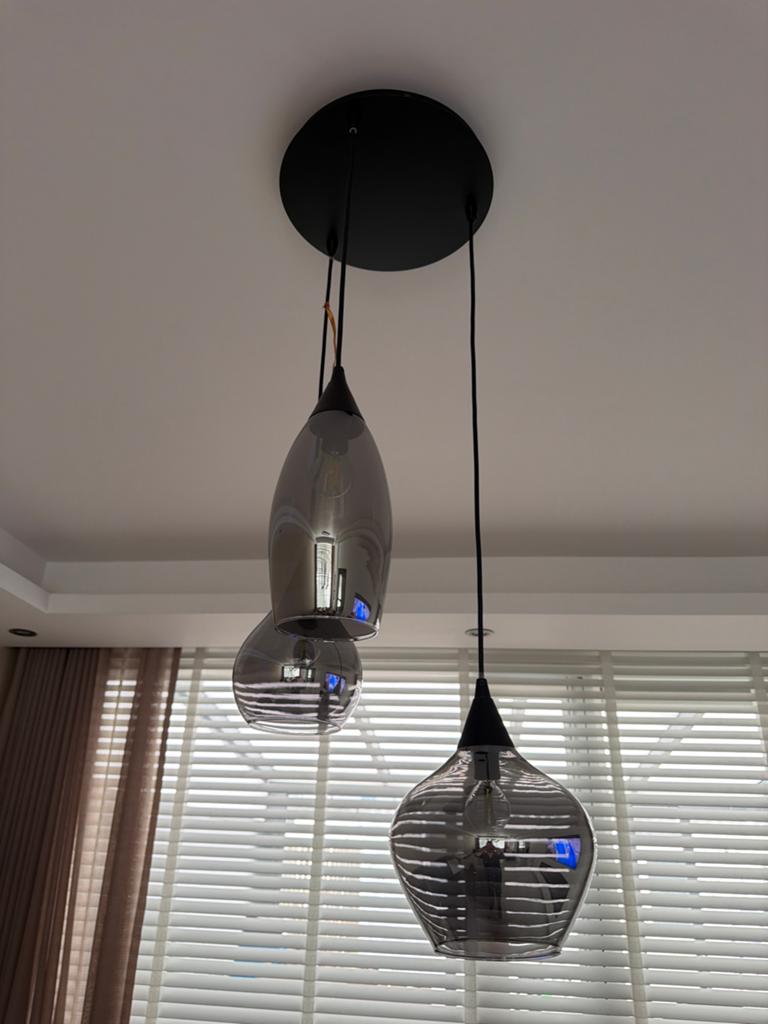 Hanglampen smokey glass, Huis en Inrichting, Lampen | Hanglampen, Ophalen of Verzenden, Zo goed als nieuw