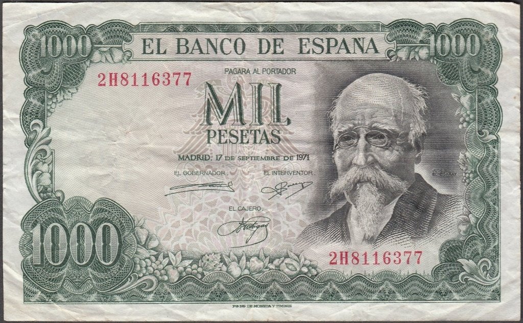 Spanje bankbiljet 1000 Pesetas 17.9.1971, Pick 154 gebruikt, Postzegels en Munten, Bankbiljetten | Europa | Niet-Eurobiljetten