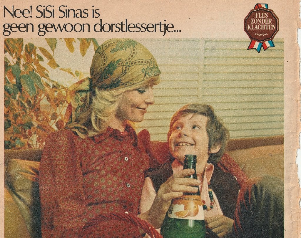 Retro reclame 1971 Si-Si frisdrank Bergen op Zoom jongetje, Verzenden, Overige typen