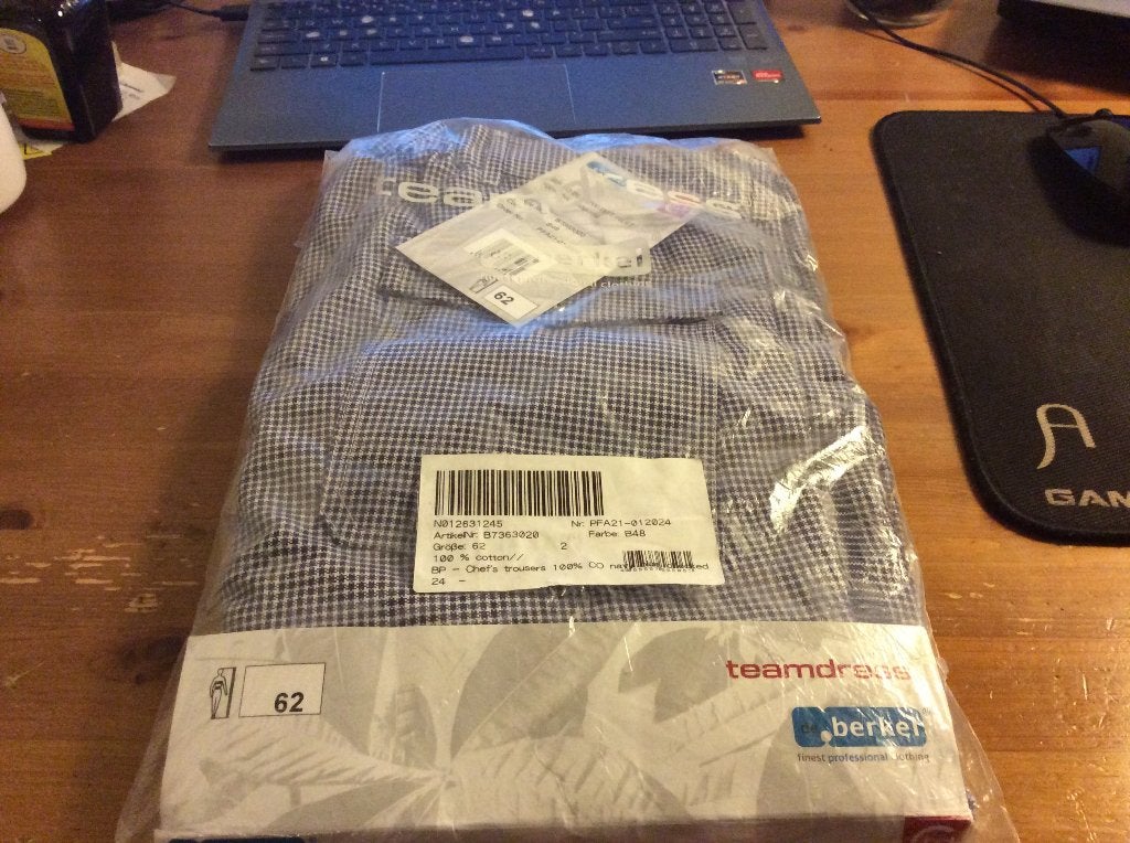 Kokspantalon De Berkel blauw/wit geruit. Maat 62 Nieuw, Blauw, Nieuw, Overige maten, Ophalen of Verzenden