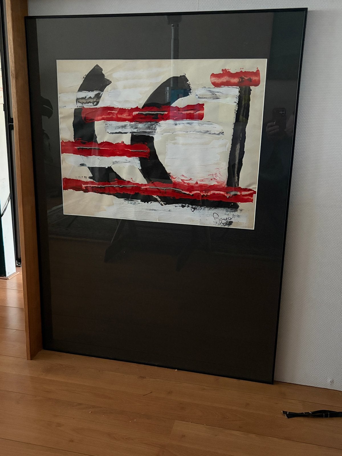 Modern schilderij in mooie zwarte lijst, Antiek en Kunst, Ophalen