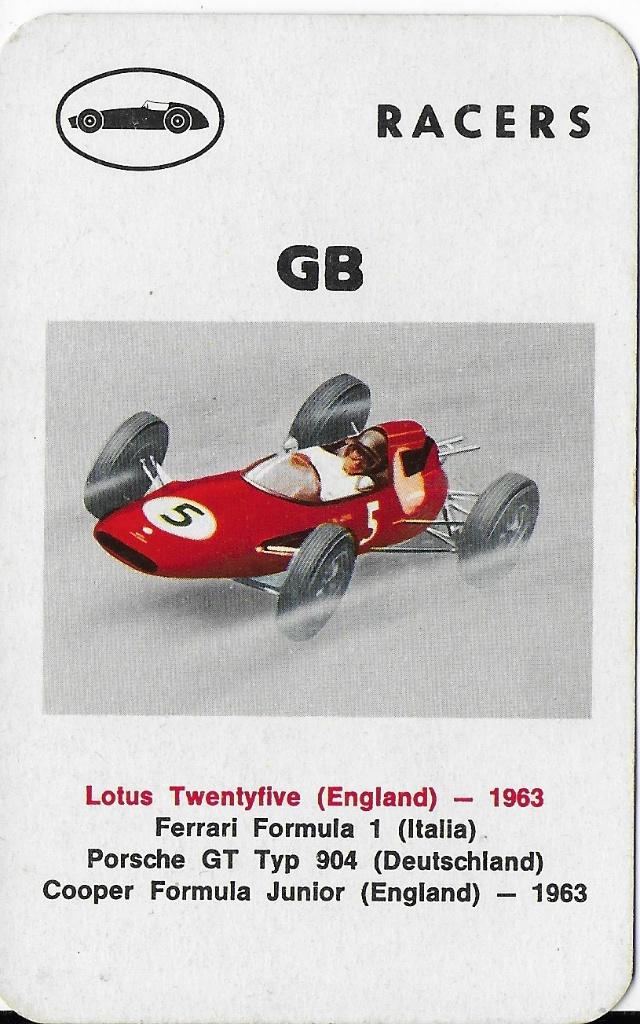 K10 autokaartje lotus twentyfive engeland 1963, Ophalen of Verzenden, Zo goed als nieuw, Auto's