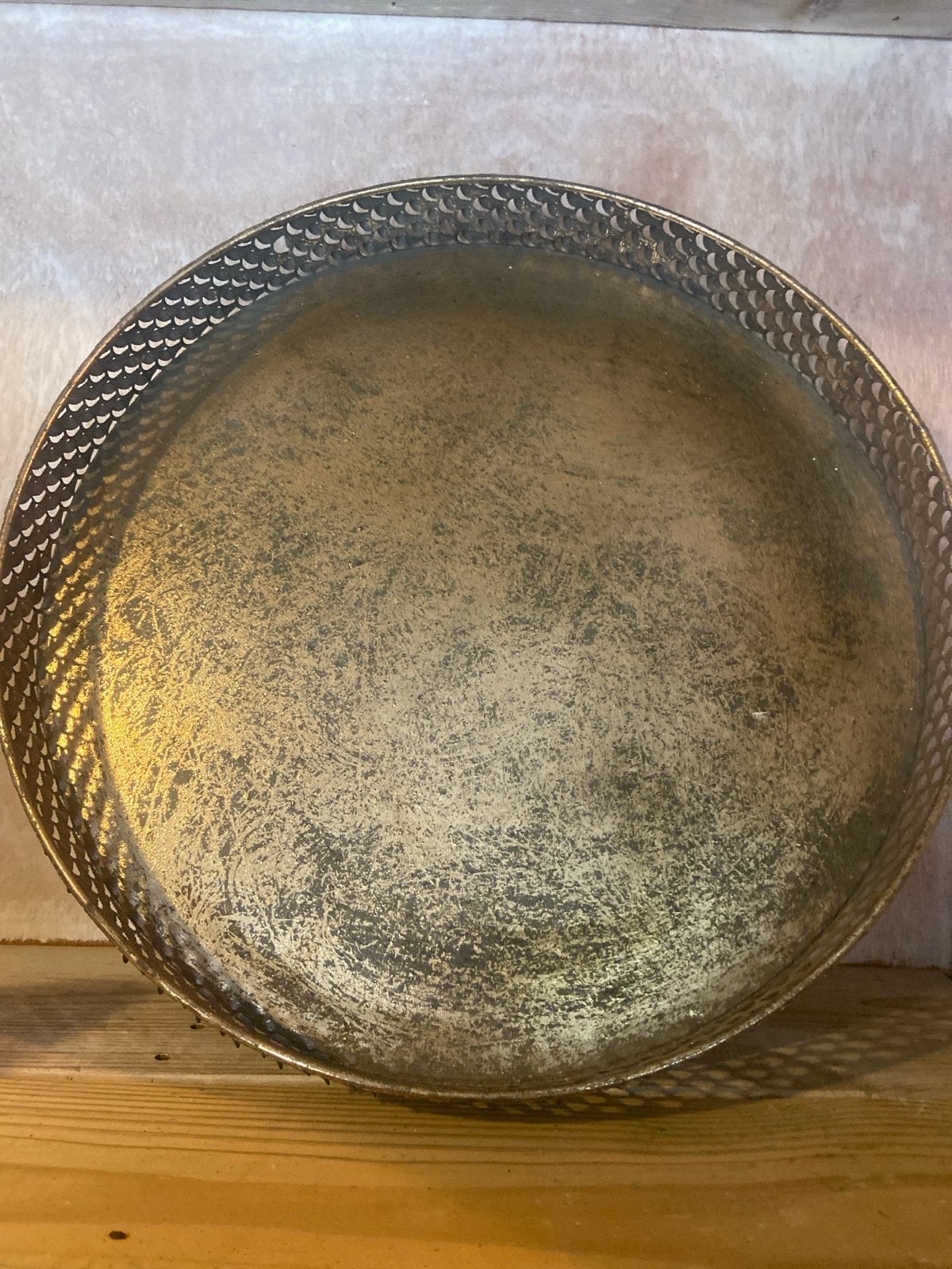 Decoratief Dienblad Goudkleurig - Rond 40 cm, Gebruikt, Decoratieve rand, Rond, Ophalen of Verzenden