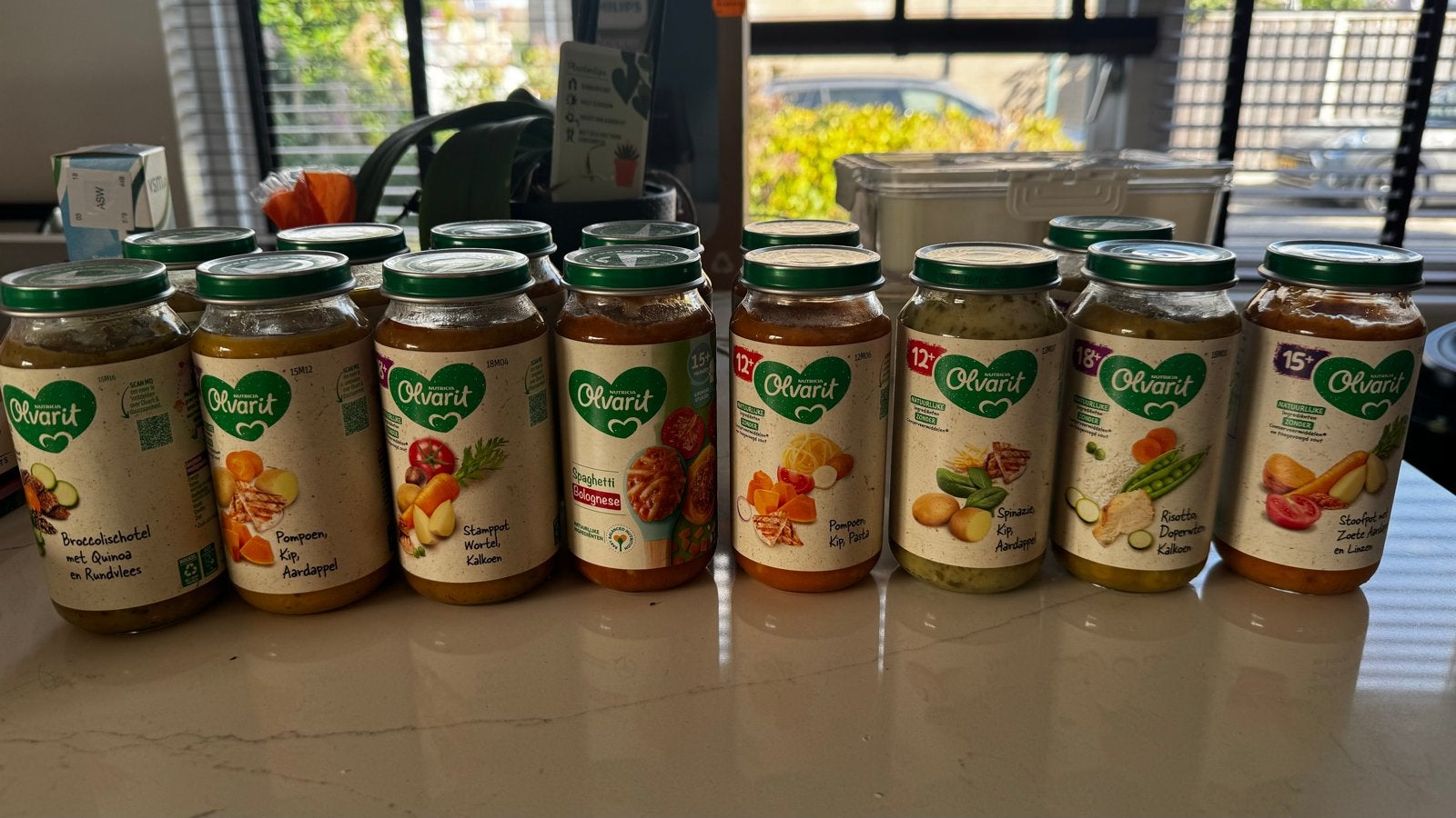 14 x olvarit babyvoeding potjes - diverse smaken, Ophalen, Nieuw, Bewaarbakje, Overige merken