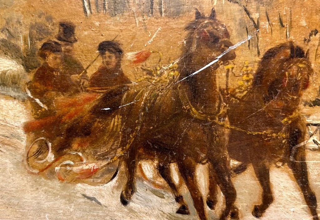 Otto Eerleman - De Sleerit - Olieverf op paneel - Schade, Paneel, Realistisch, Ophalen of Verzenden, Handgeschilderd