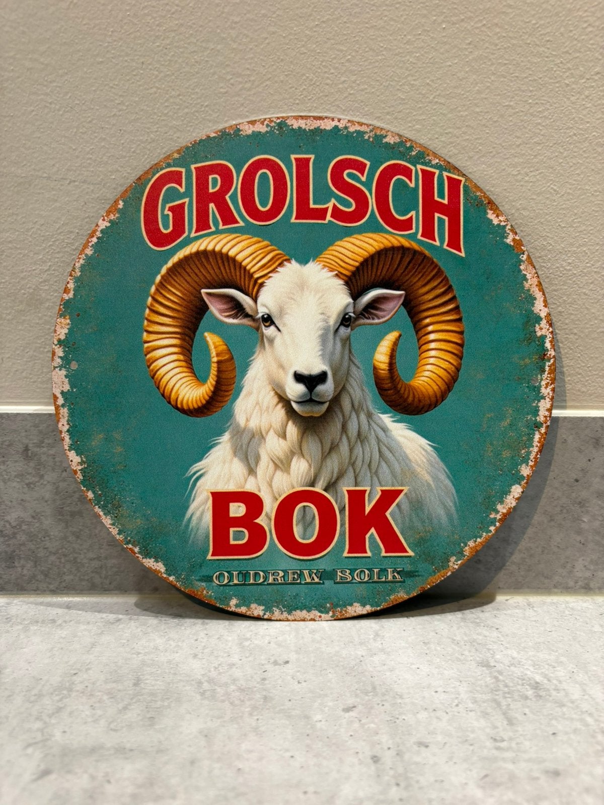 Mancave Bar Café Wanddecoratie metalen bordje Grolsch bier, Ophalen of Verzenden, Zo goed als nieuw, Reclamebord, Plaat of Schild