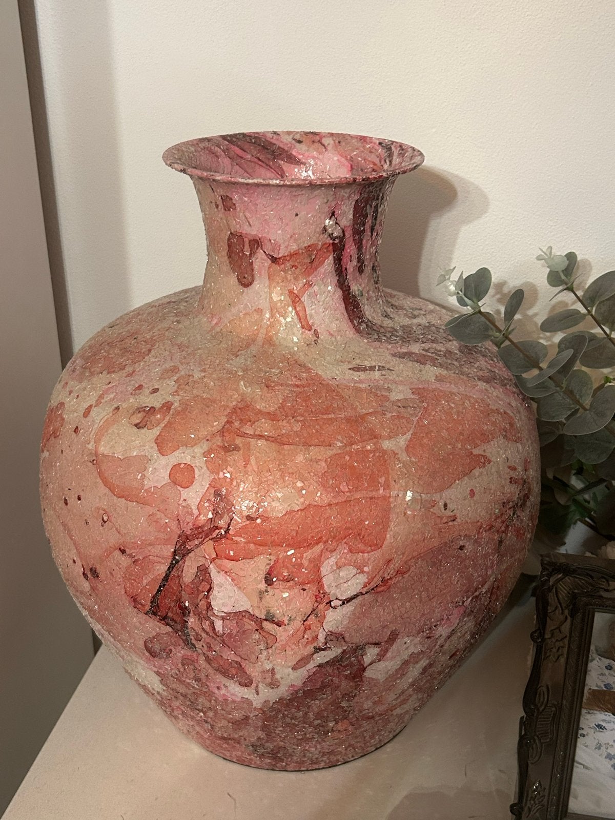Roze mozaïek vaas Colmore - 33x41 cm, Ophalen, Overige materialen, Met patroon/structuur, Zo goed als nieuw