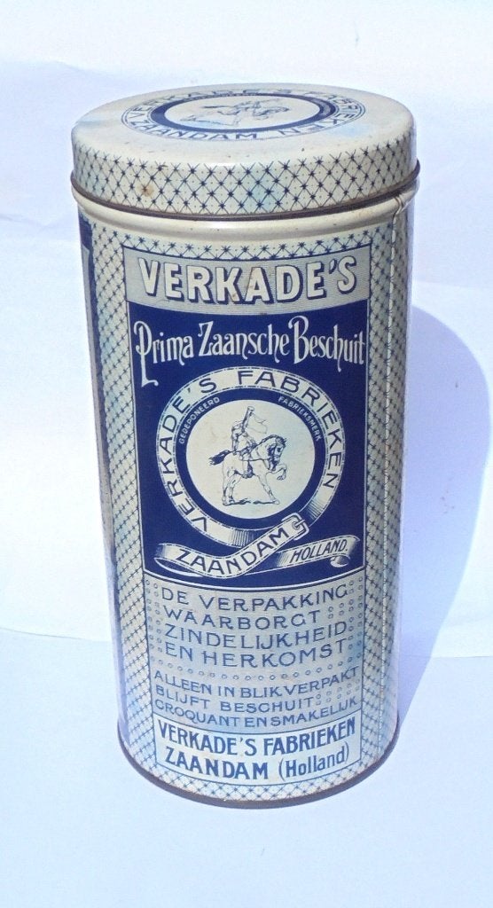 Oude VERKADE beschuitbus: Zaansche Beschuit, VERKADE ZAANDAM, Verzamelen, Blikken, Ophalen of Verzenden, Gebruikt, Beschuit, Verkade