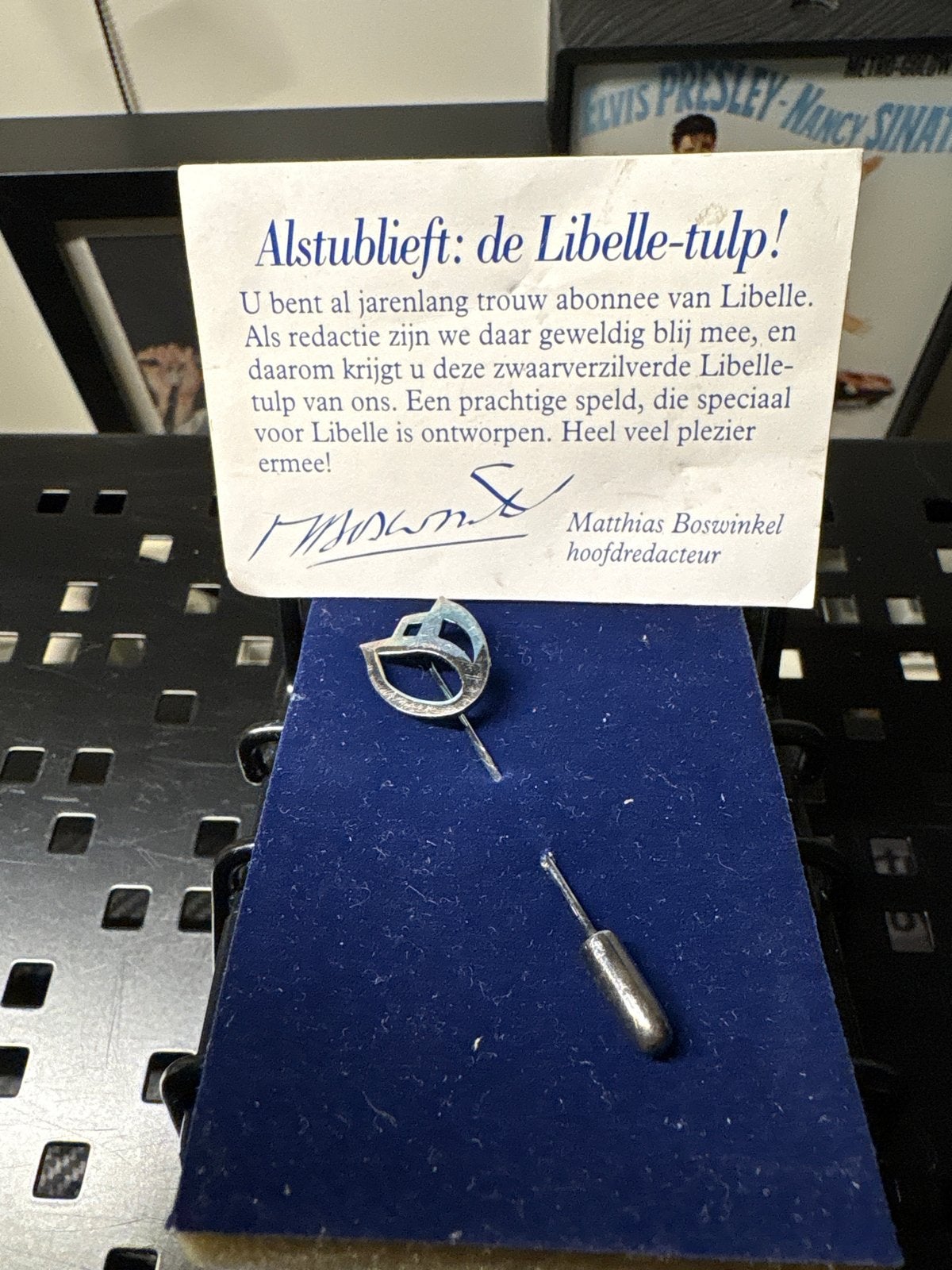 Zwaar verzilverde Libelle Tulp speld, Ophalen of Verzenden, Zo goed als nieuw, Minder dan 4 cm, Zilver