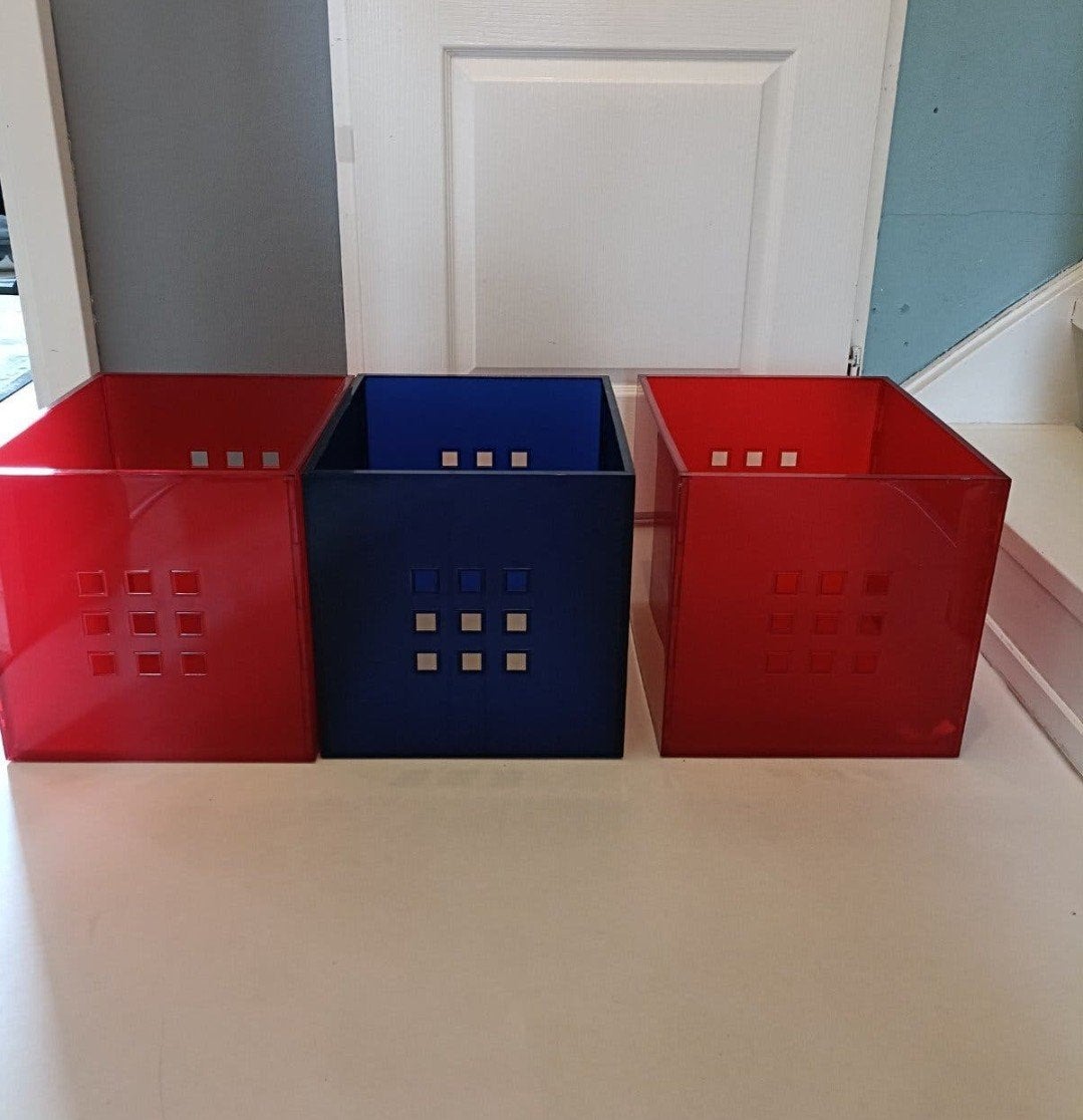 Set van 3 ikea kallax opbergboxen - Rood en Blauw, Ophalen, Gebruikt, Meerkleurig, Kunststof