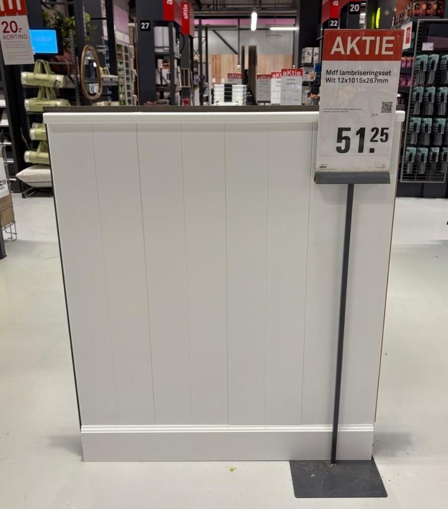 MDF lambriseringsset wit 1,03 lopende meter, Ophalen, 100 tot 150 cm, Overige typen, Nieuw