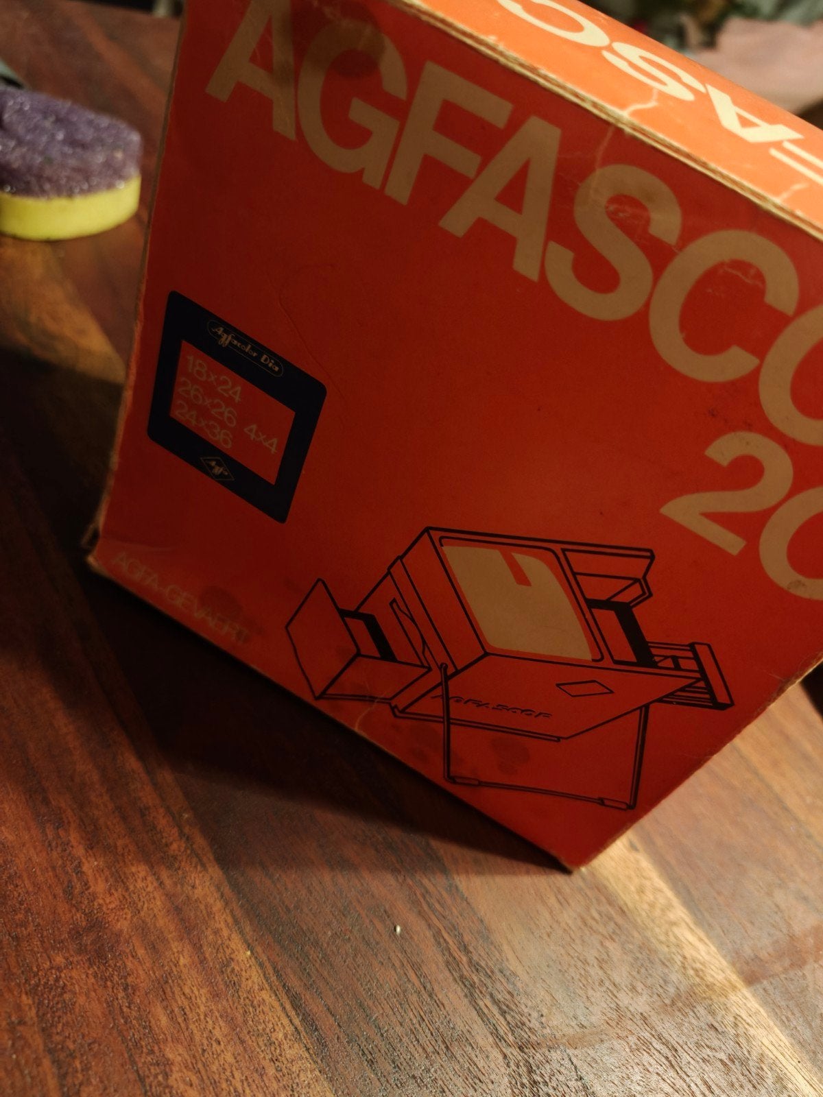 Vintage Agfascop 20 diaprojector met originele doos, Ophalen of Verzenden, Gebruikt, Met scherm