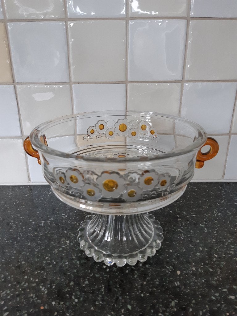 Prachtige vintage glazen serveerschaal - jaren 70, Overige typen, Ophalen of Verzenden, Overige stijlen, Glas