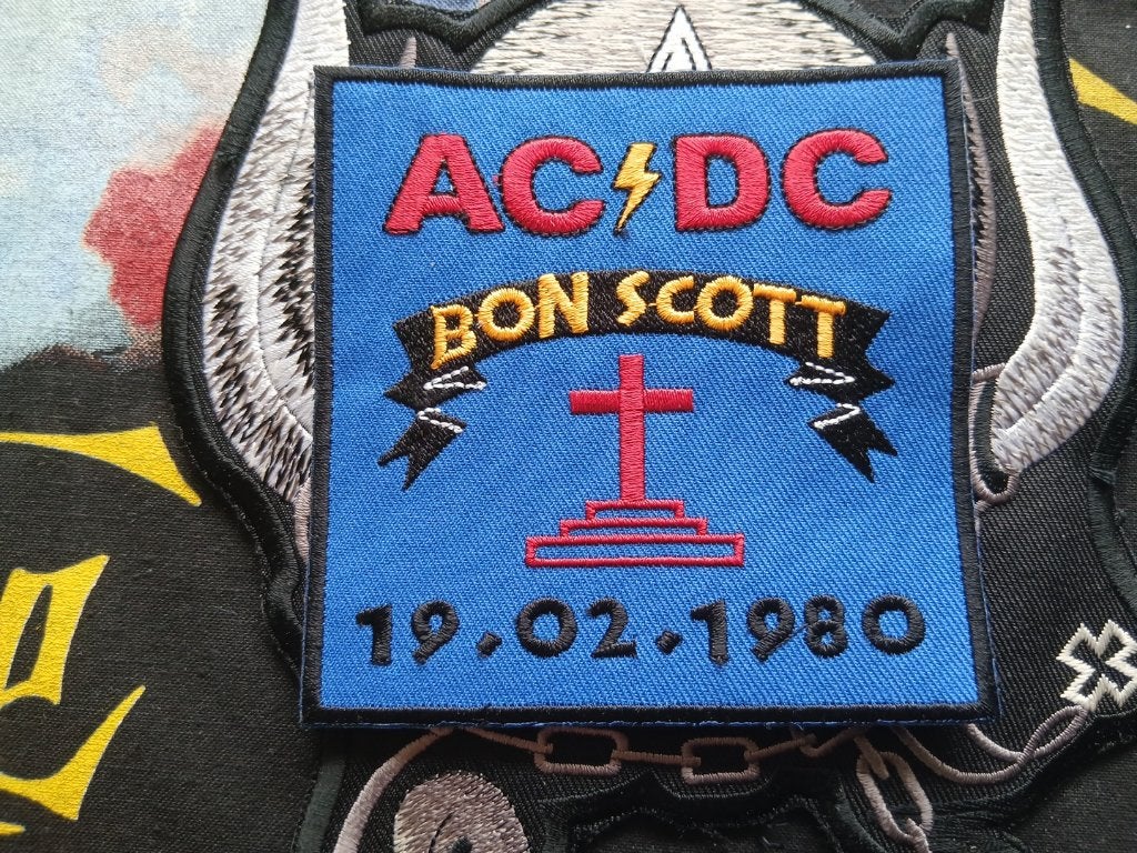 AC/DC  Bon Scott patch 23 --9.5 x 10 cm, Verzenden, Zo goed als nieuw, Foto of Kaart