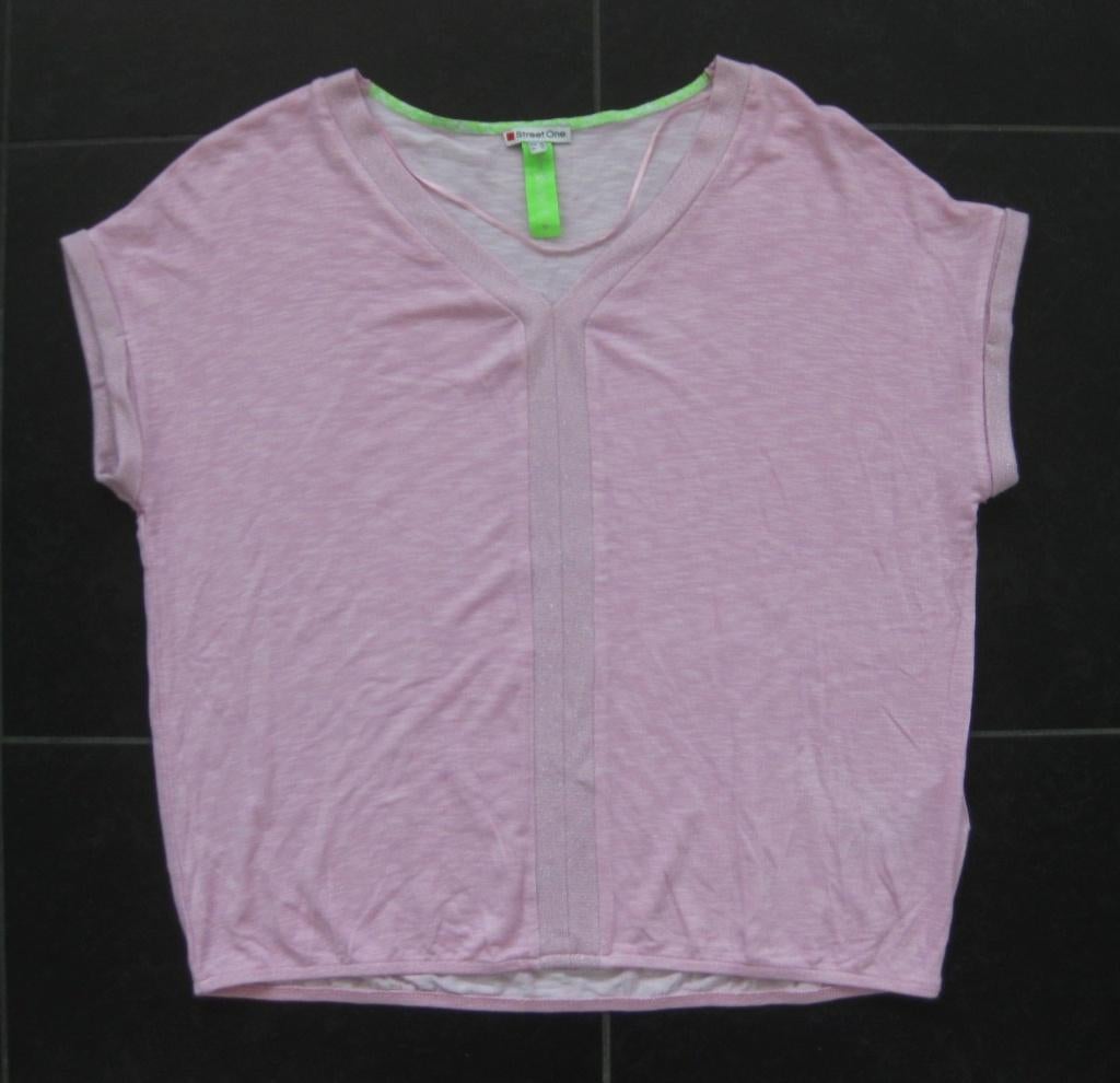 Street One roze top, gebreid, t-shirt glitter, 40, glowing, Maat 38/40 (M), Street One, Ophalen of Verzenden, Zo goed als nieuw