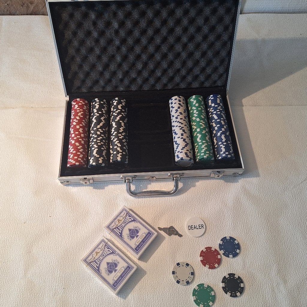 Complete pokerset in uitstekende staat, 300 chips, Ophalen of Verzenden, Zo goed als nieuw