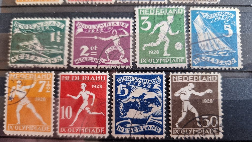 NVPH 212-219 gestempeld. Olympiade 1928 (8)., Postzegels en Munten, Postzegels | Nederland, Verzenden, T/m 1940, Gestempeld