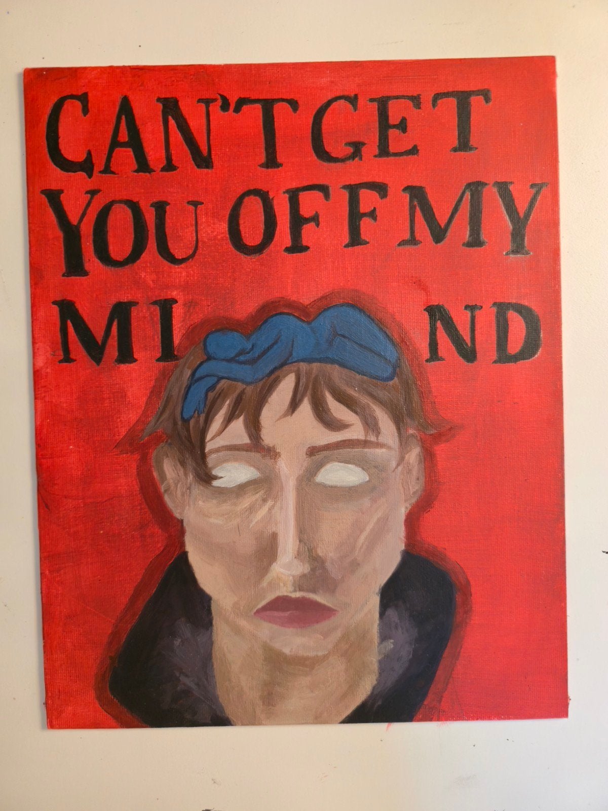 Origineel schilderij "Can't get you off my mind", Acrylverf, Doek, Portret of Personen, Surrealisme