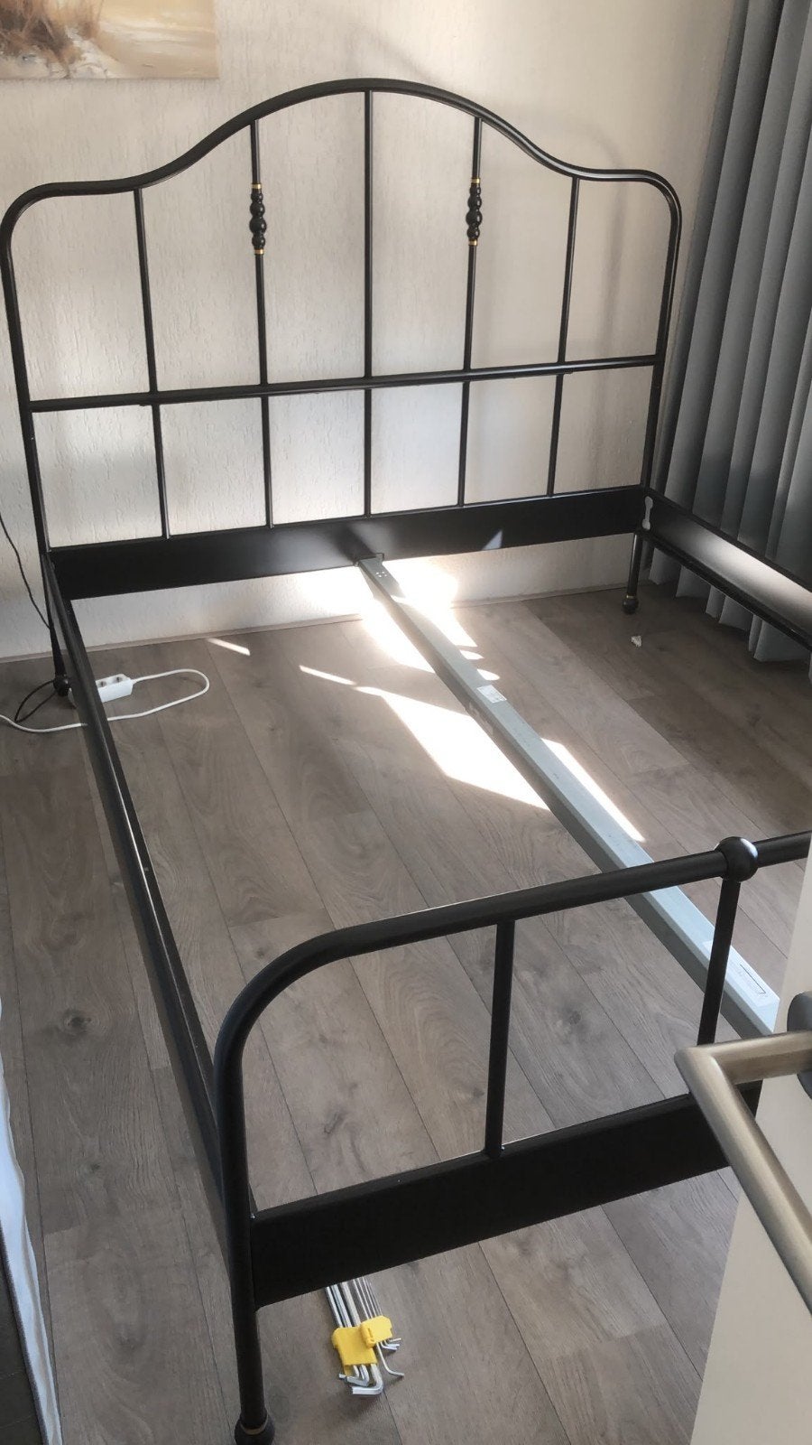 bedombouw zwart 160x200 zwart staal, Huis en Inrichting, Slaapkamer | Bedden, Ophalen, Zwart, Tweepersoons, Zo goed als nieuw