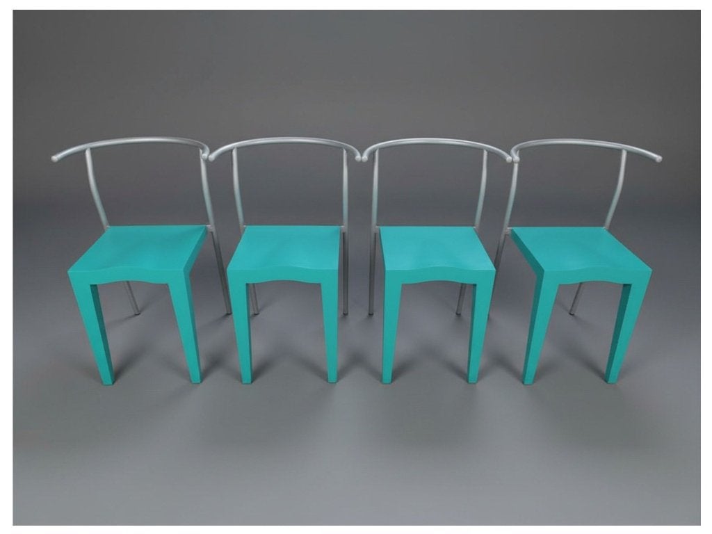 Set 4 Dr Glob stoelen – Starck voor Kartell – vintage design, Ophalen, Gebruikt, Blauw, Vintage