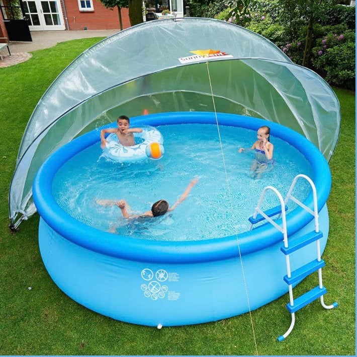 Zwembad met Sunnytent en vele extra’s., Ophalen, Gebruikt, Opblaaszwembad, 80 tot 120 cm