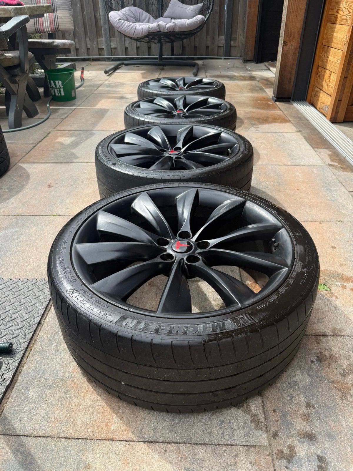 Tesla model S 21 inch performance breedset, 245 mm, Nieuw, Zomerbanden, 21 inch